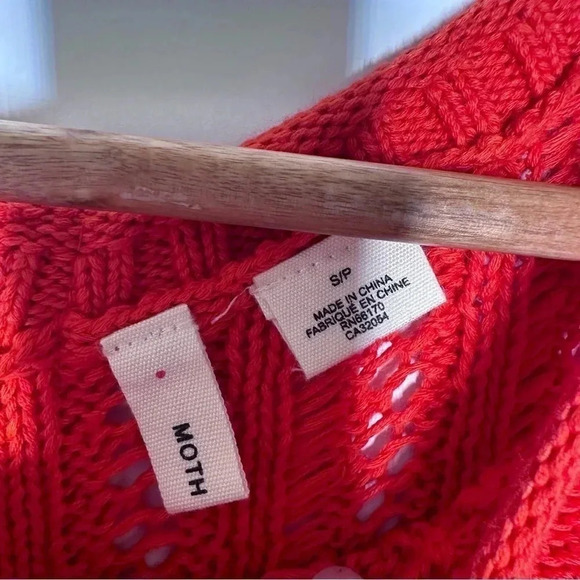 MOTH Anthropologie Orange Full Back Zip Knit Sweater Size Small - Picture 5 of 8